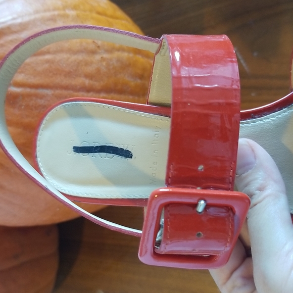 J crew orange red patent leather strappy heels - Picture 12 of 13